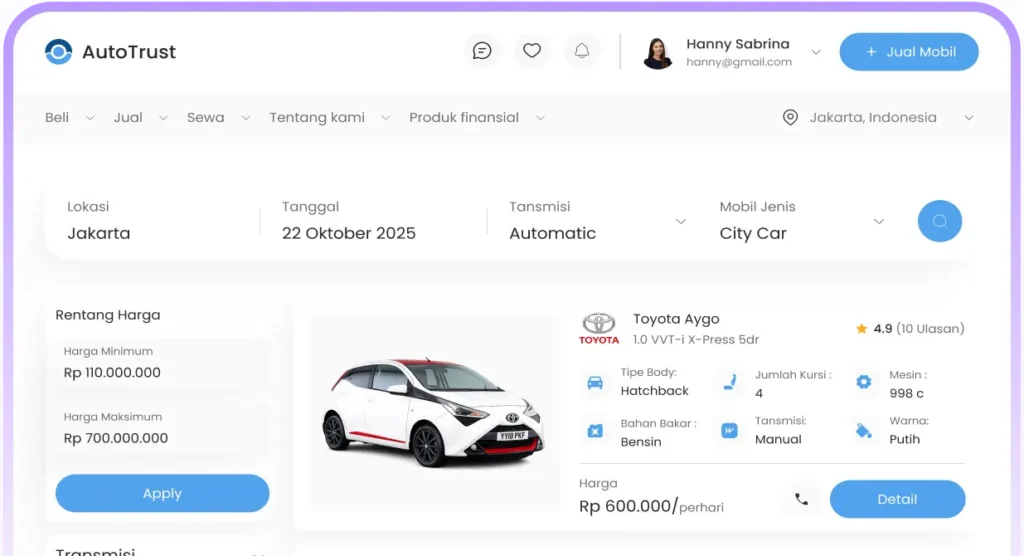 Website Rental Mobil